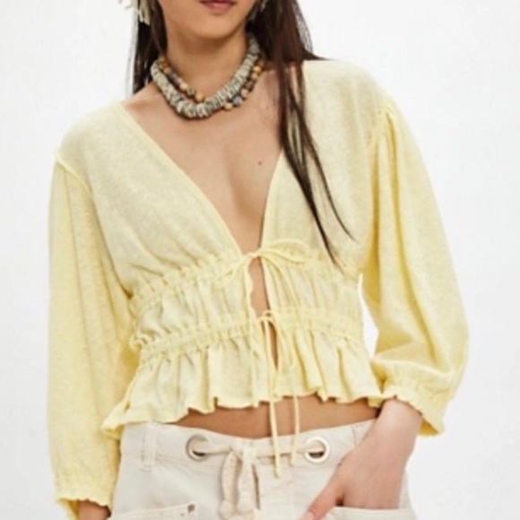 Free People Tops - Free People Let’s Go Lemonade Ruffle Top NWT